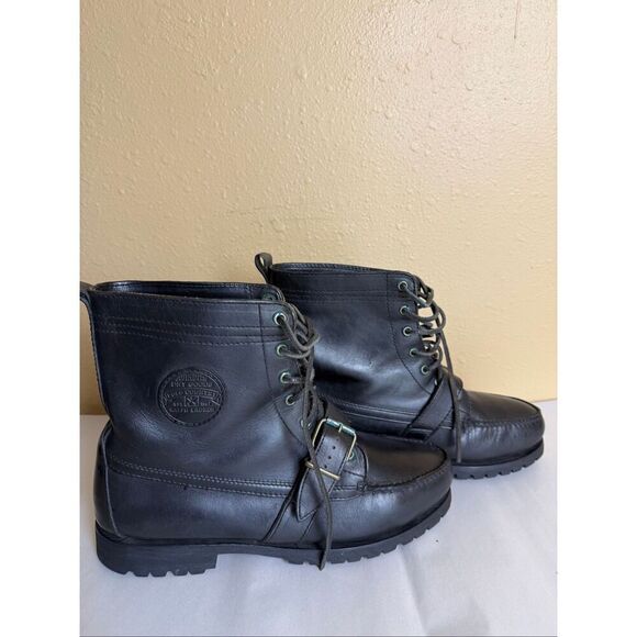 Polo Ralph Lauren Polo Country Black Leather Lace-Up Buckle Boots Mens Size 11 main image 7